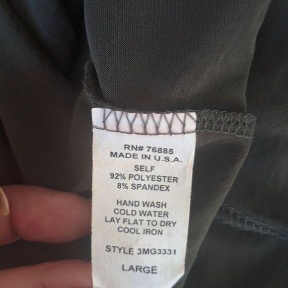 Vintage Peasant Renaissance Tunic Top Pleated Bishop Green Metallic Print  Sz L - Picture 8 of 8